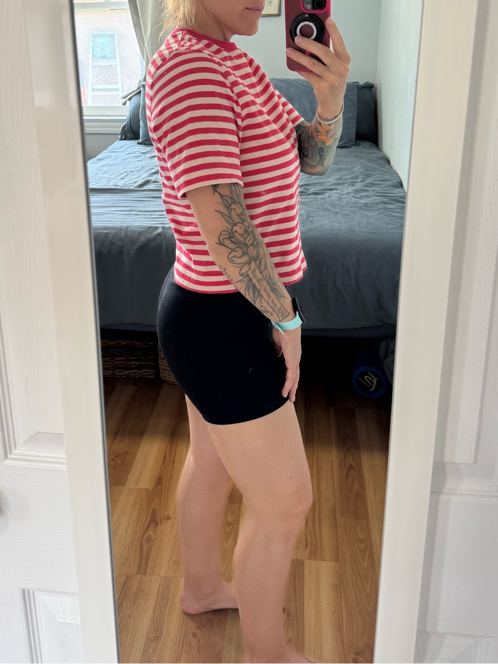 Red and White Striped Short Sleeve Tee - Picture 11 of 13